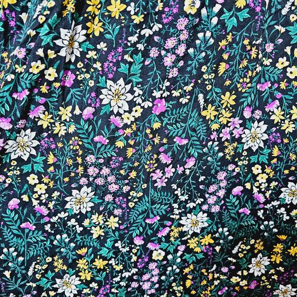 Old Navy Floral Knee Length Dress Size M Tall Tie Neck Flutter Sleeve Cottage - Picture 6 of 7